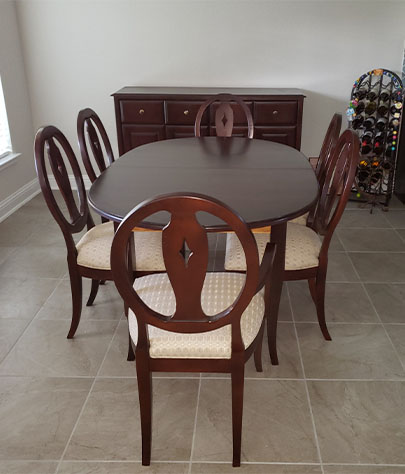 dining table refinishing by Elegant Upholstery